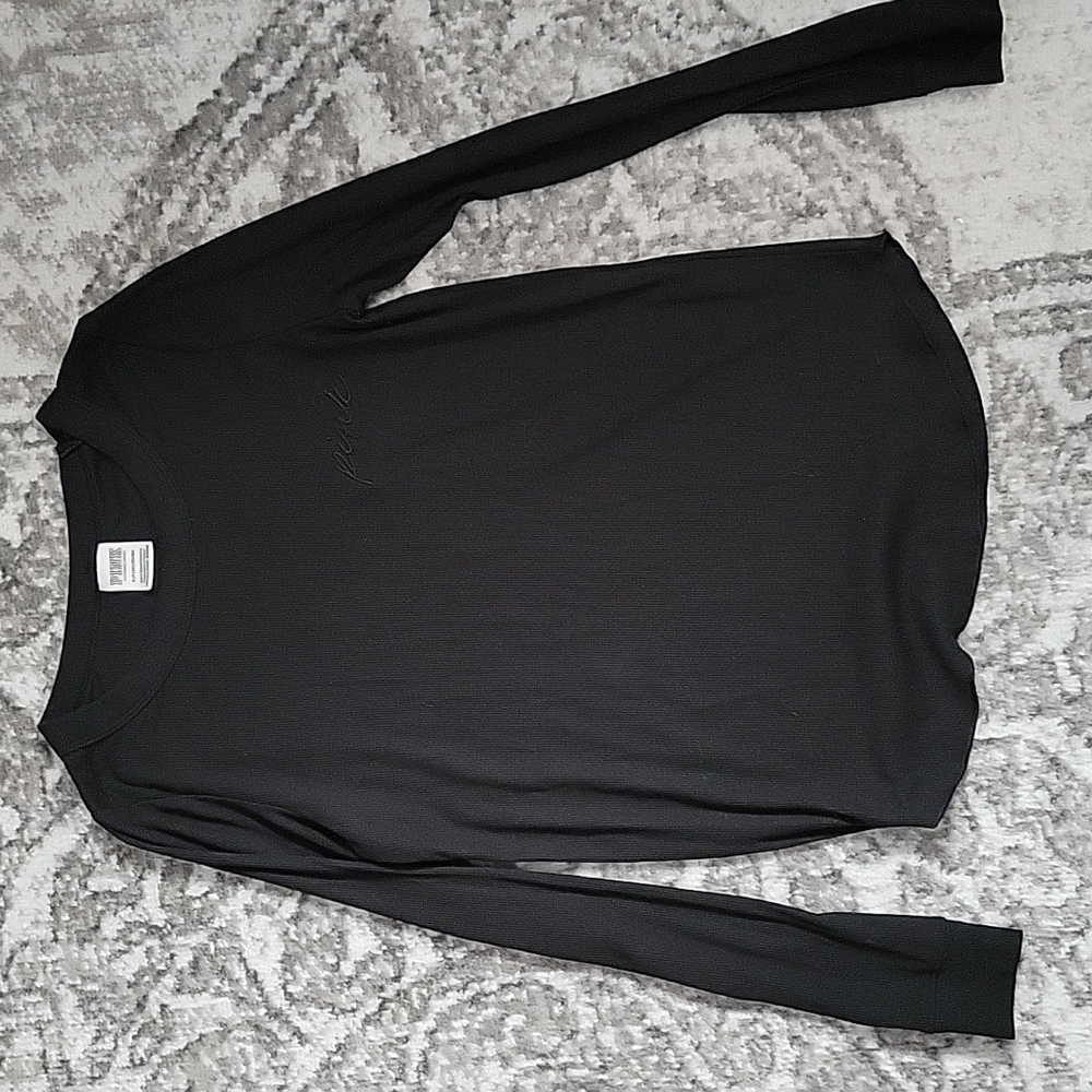 PINK long sleeve ribbed shirt black small